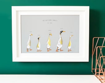 Personalised Family Print - Duck Wall Art - New Home Gift