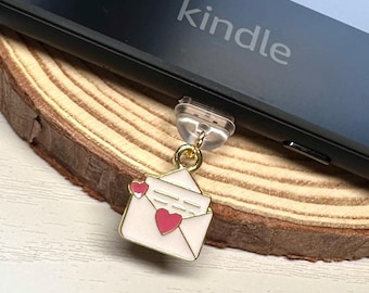 Valentines day Kindle dust plug Phone charm Kindle accessories Book lover gift Gifts for readers Bookish gifts Kindle charm Booktok