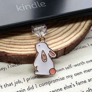 Bunny dust plug Kindle charm Dust plug Reader gift Bookstagram Book club gifts Cute phone charm Kindle accessories Phone charm