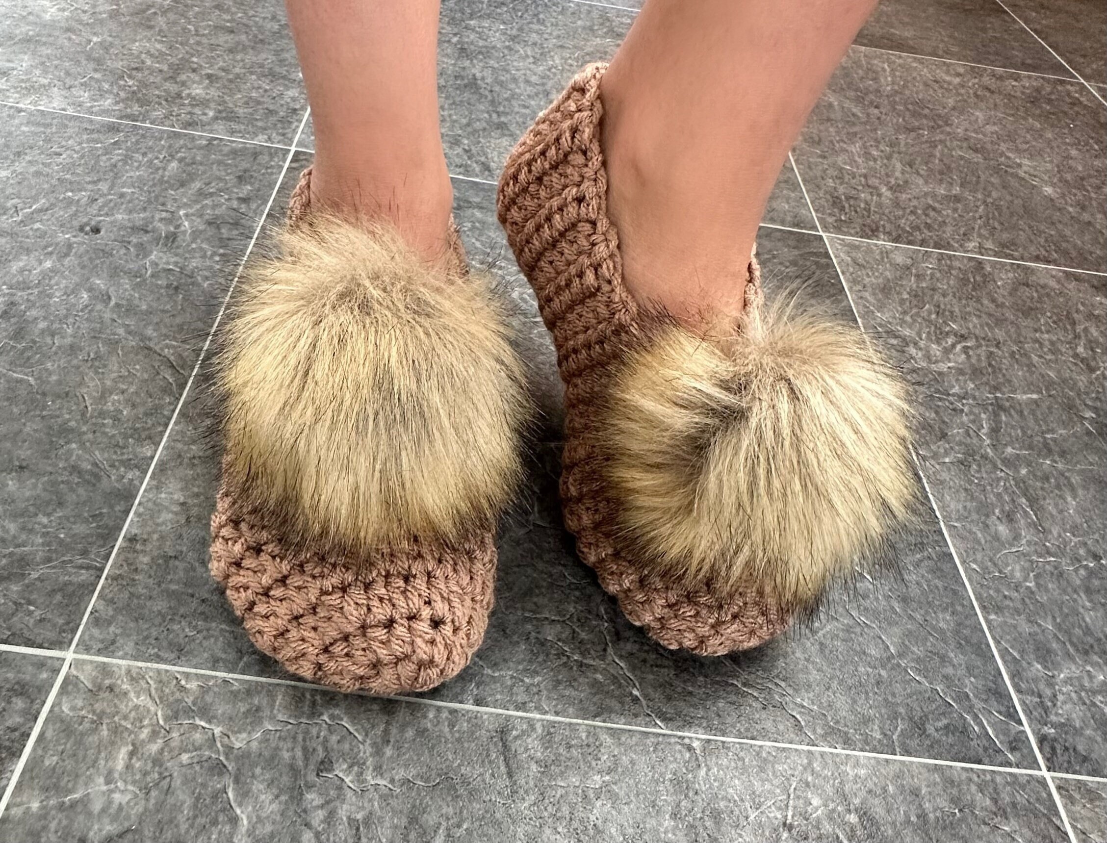 Old fashioned slippers deals with pom poms