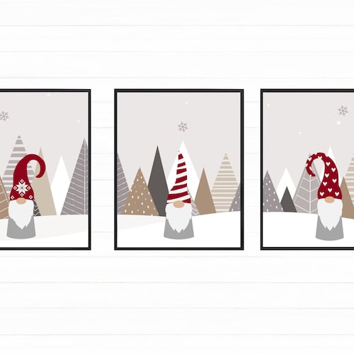 Christmas Wall Art Set Digital Download Printable Wall Art Etsy