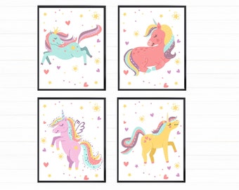 Unicorn Printable Wall Art for Girl Bedroom Decor, Digital Download, Nursery Decor, 8x10 11x14 16x20, Unicorn Prints, Kids Room Decor