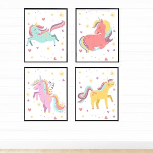 Unicorn Printable Wall Art for Girl Bedroom Decor, Digital Download, Nursery Decor, 8x10 11x14 16x20, Unicorn Prints, Kids Room Decor