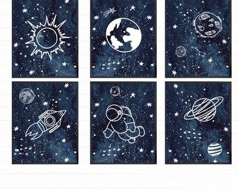 Celestial Nursery Printable Wall Art Prints: Space Theme Decor (Digital Download)