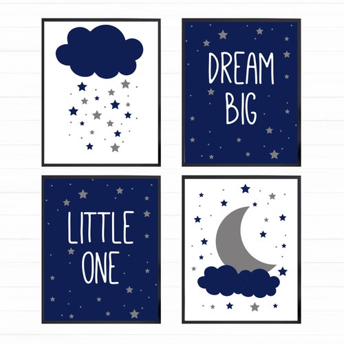 Blue and Grey Printable Wall Art for Nursery Decor Digital Etsy