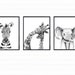 Printable Black and White Safari Animals Wall Art Set Digital Download ...