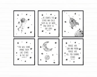 Outer Space Printable Wall Art, Digital Download, Outer Space Decor, Space Prints Set of 6, Space Wall Art, Space Themed Nursery Decor