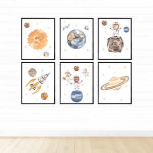 Set of 6 Space Printable Wall Art, Digital Download, Outer Space Decor ...