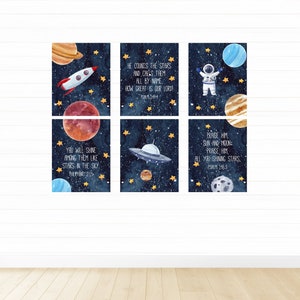 Printable Set of 6 Space Wall Art, Digital Download, Nursery Decor, Kids Room Decor, Space Prints, Boy Bedroom Decor, Outer Space Decor