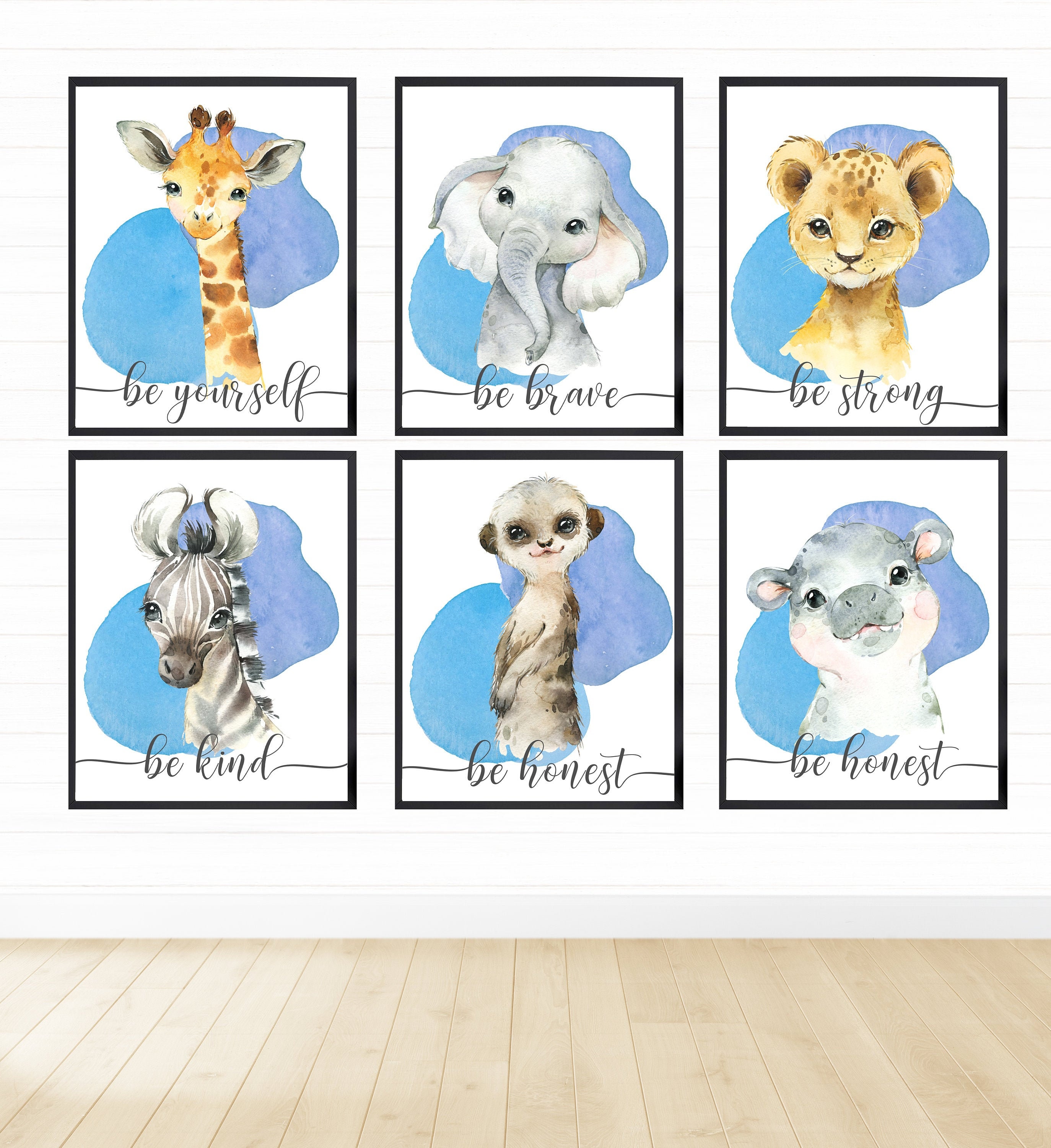 Watercolor Safari Printable Wall Art Set for Boy Bedroom Etsy