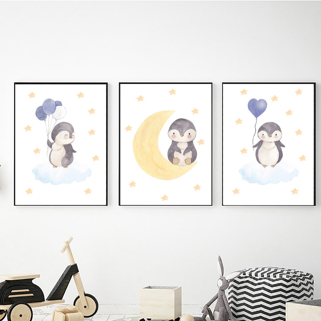 Set of 3 Penguins Wall Art Digital Download Printable Wall Etsy