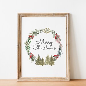 Christmas Wreath Printable Wall Art Digital Download Art - Etsy