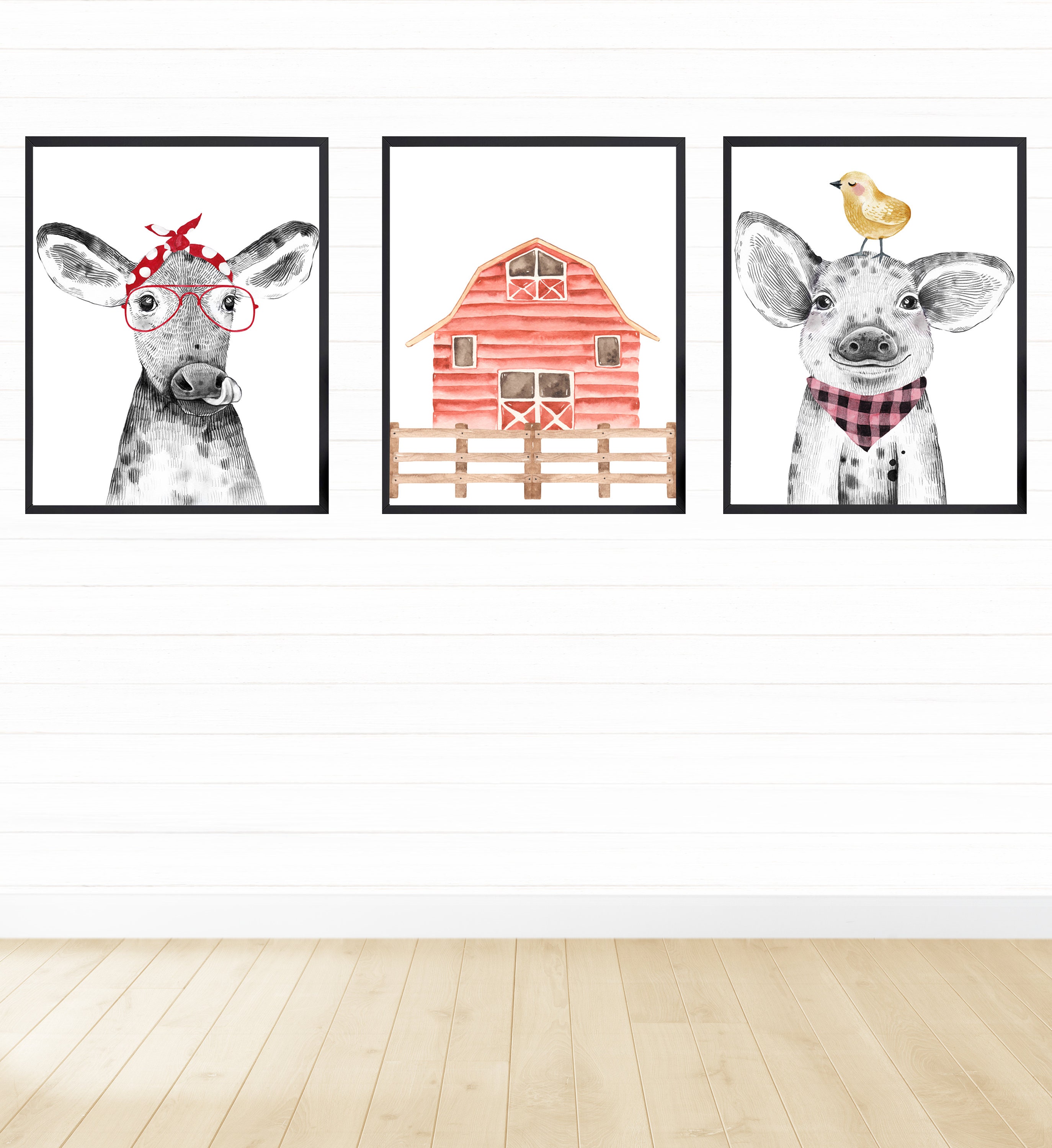 Farm Animals Wall Art Set for Nursery Decor Digital Download Etsy