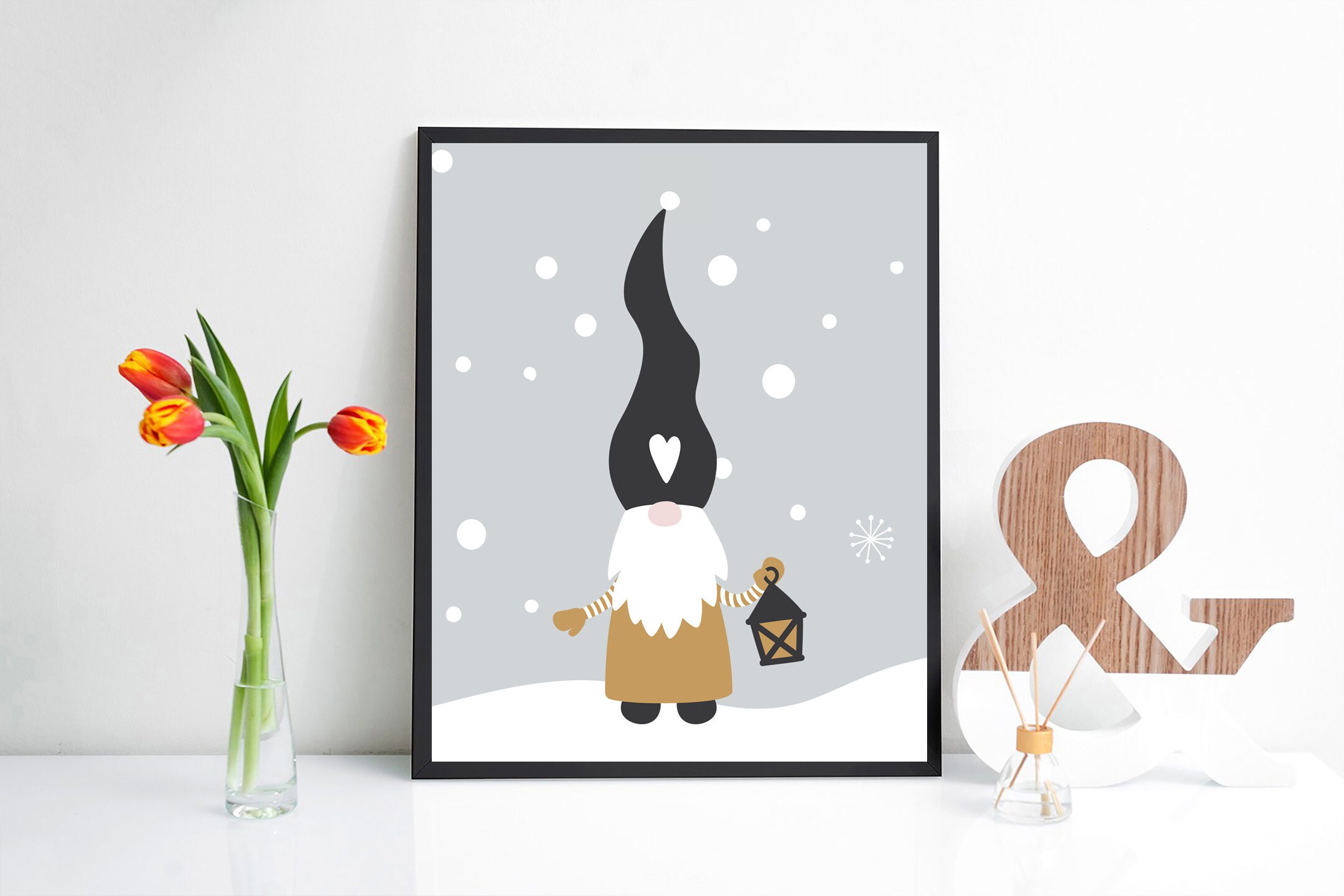 Christmas Gnome Wall Art Digital Download Christmas Decor Etsy