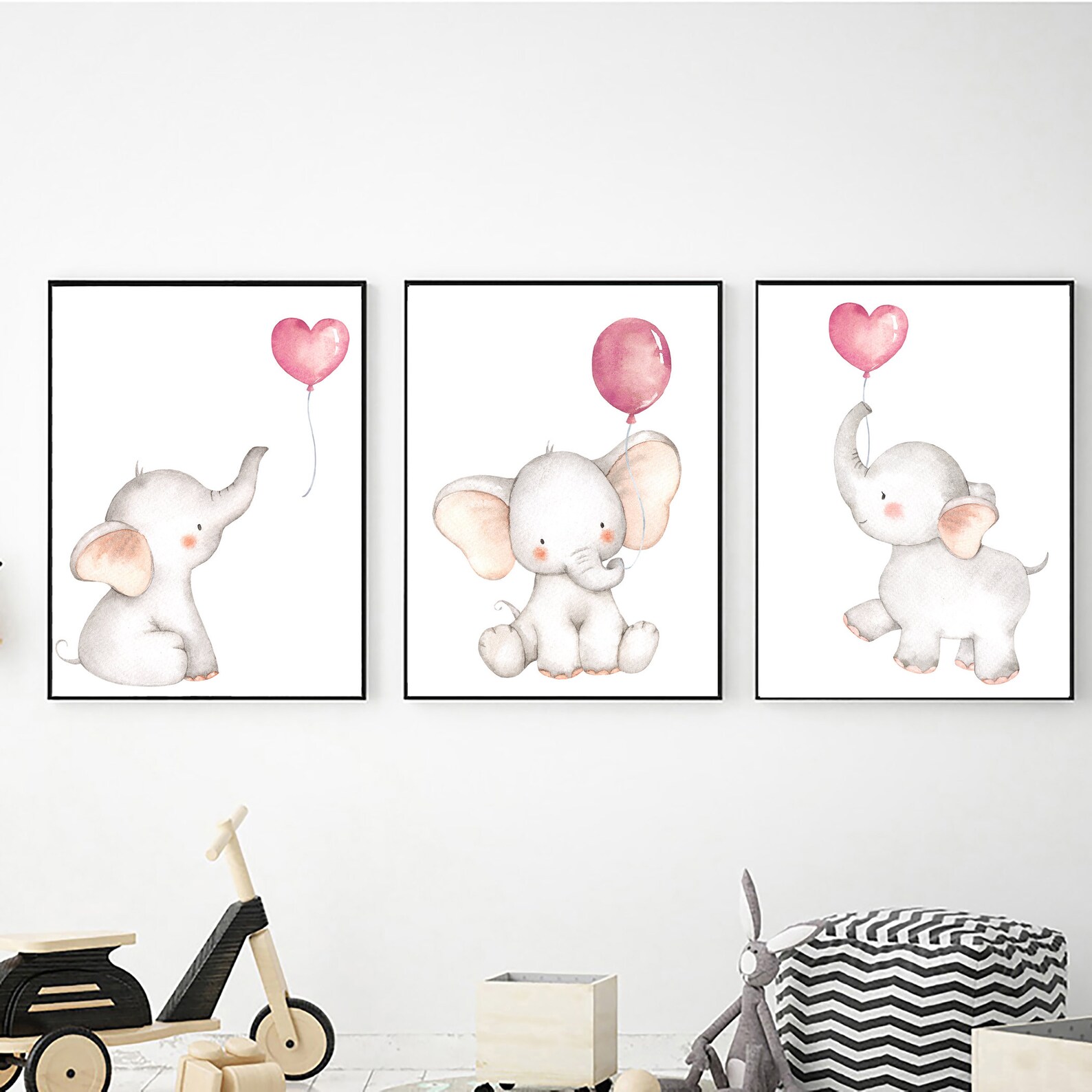 Elephant Printable Wall Art Digital Download Pink Elephant - Etsy