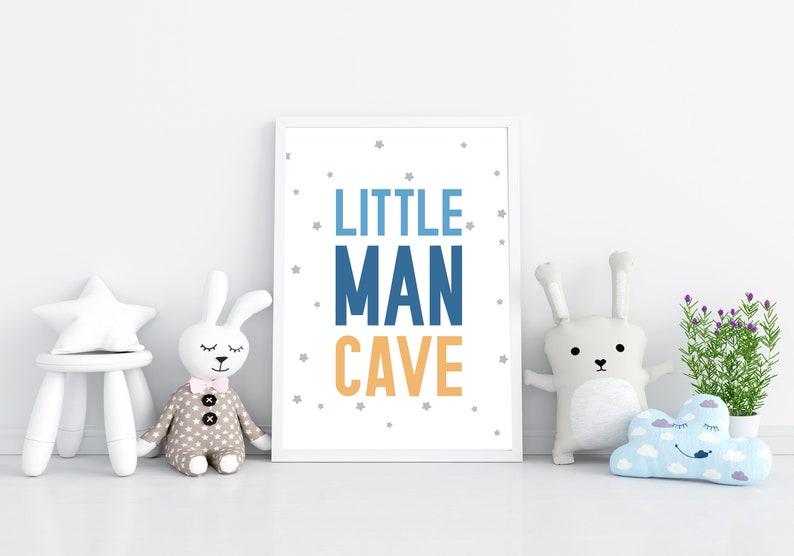 Little Man Cave Wall Art Digital Download Boy Nursery Art | Etsy