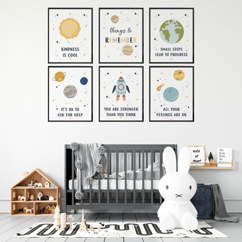 Space Nursery Decor: Printable Positive Affirmations Wall Art (digital ...