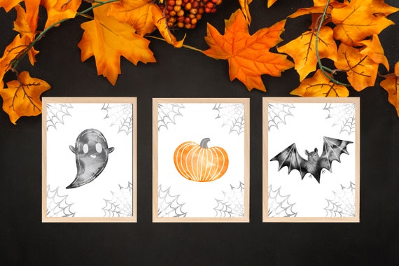 Watercolor Halloween Decor Printable Wall Art Digital - Etsy