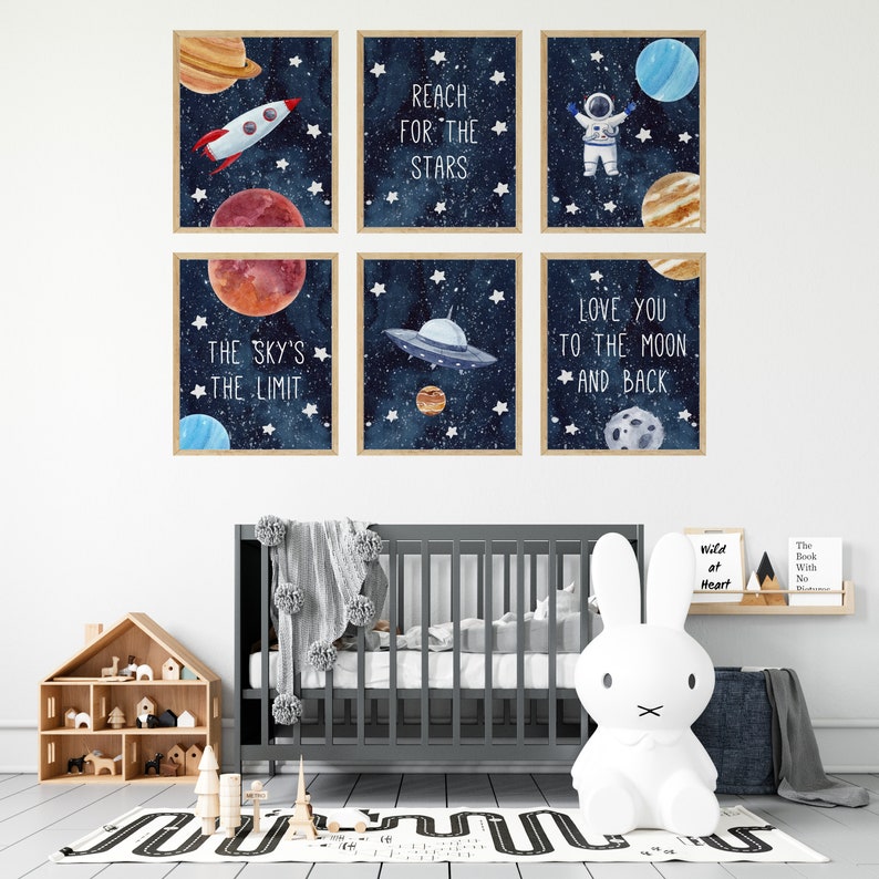 Outer Space Printable Nursery Wall Art Set of 6, Digital Download ...