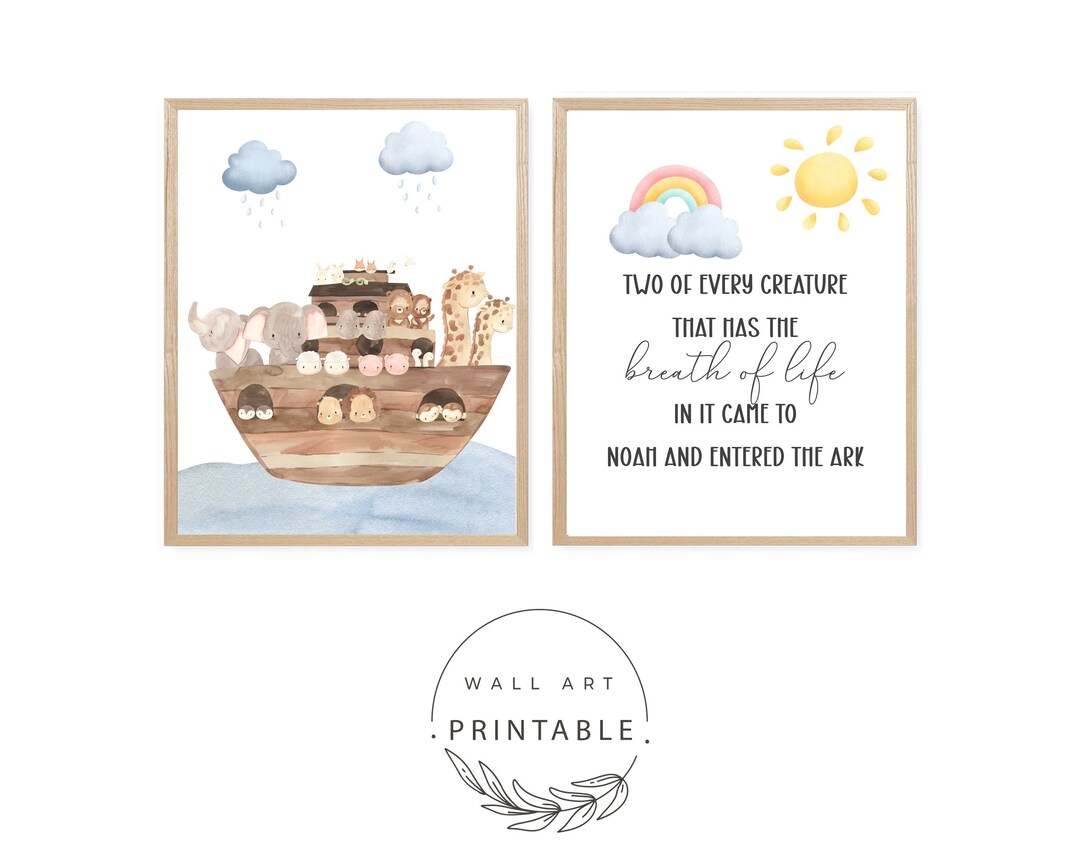 Noah's Ark Prints Printable Wall Art Set Digital - Etsy