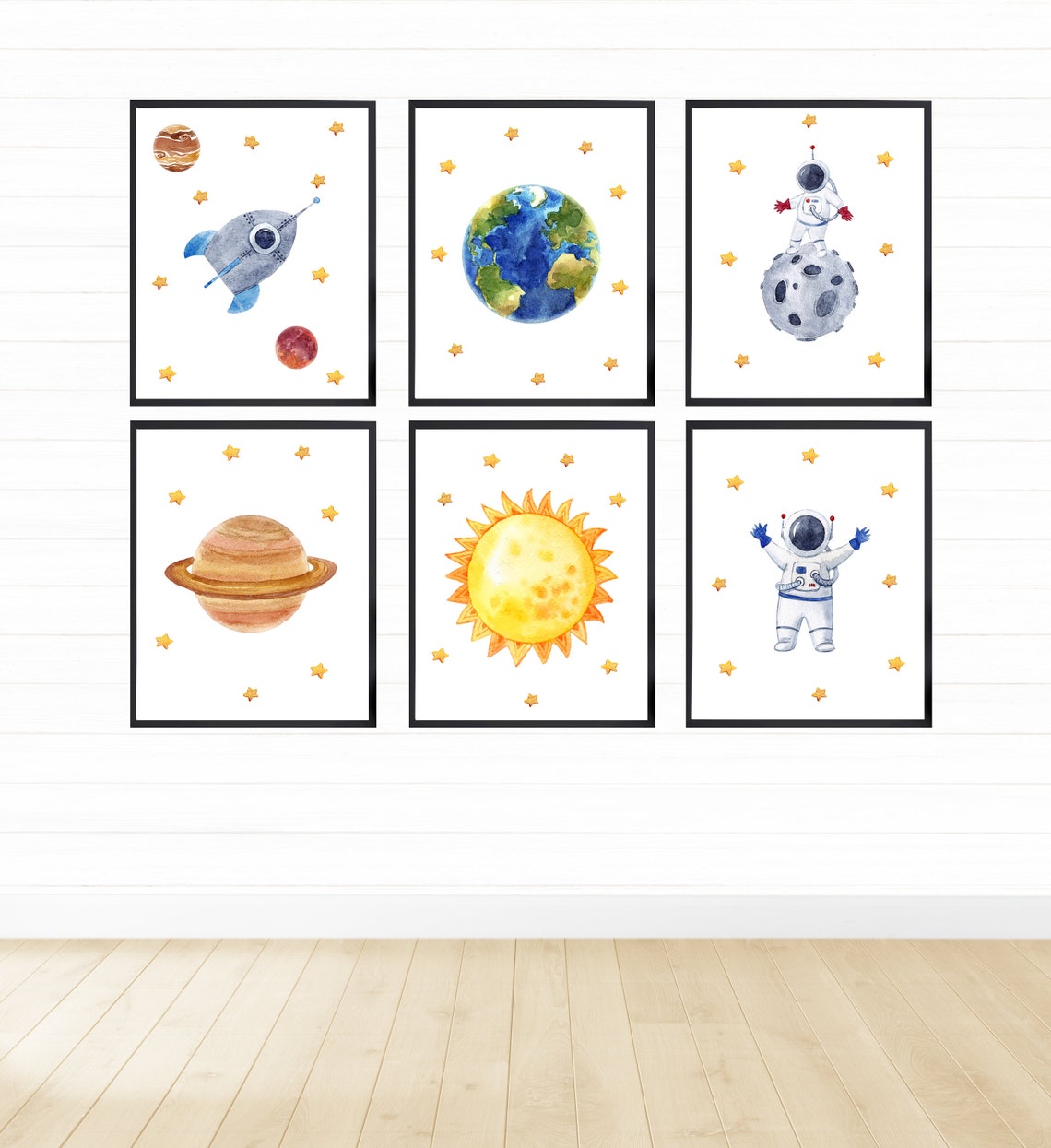 Kids Outer Space Wall Art Set for Nursery Decor Digital Etsy