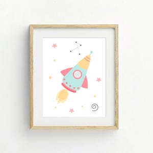 Girls Outer Space Printable Wall Art Set of 6, Digital Prints Download ...