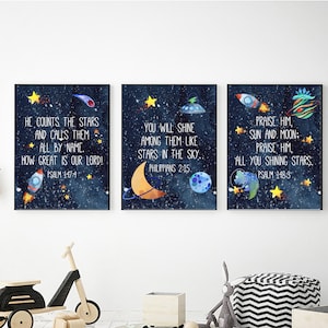 Outer Space Printable Wall Art With Bible Verses, Digital Download ...