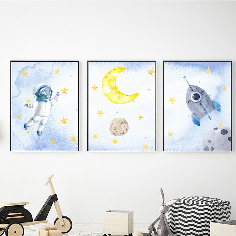 Outer Space Wall Art Set Printable Wall Art Digital Etsy