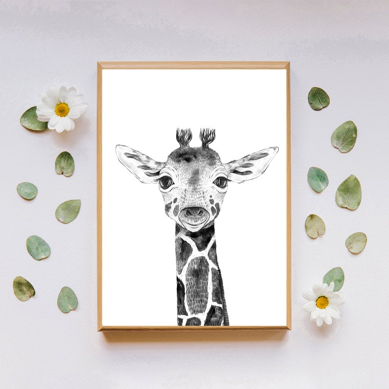 Giraffe Wall Decor Digital Nursery Print Art Kids Room Printable