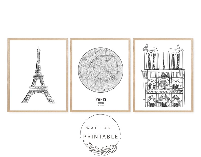 Paris Wall Art Set Digital Download Printable Wall Art - Etsy