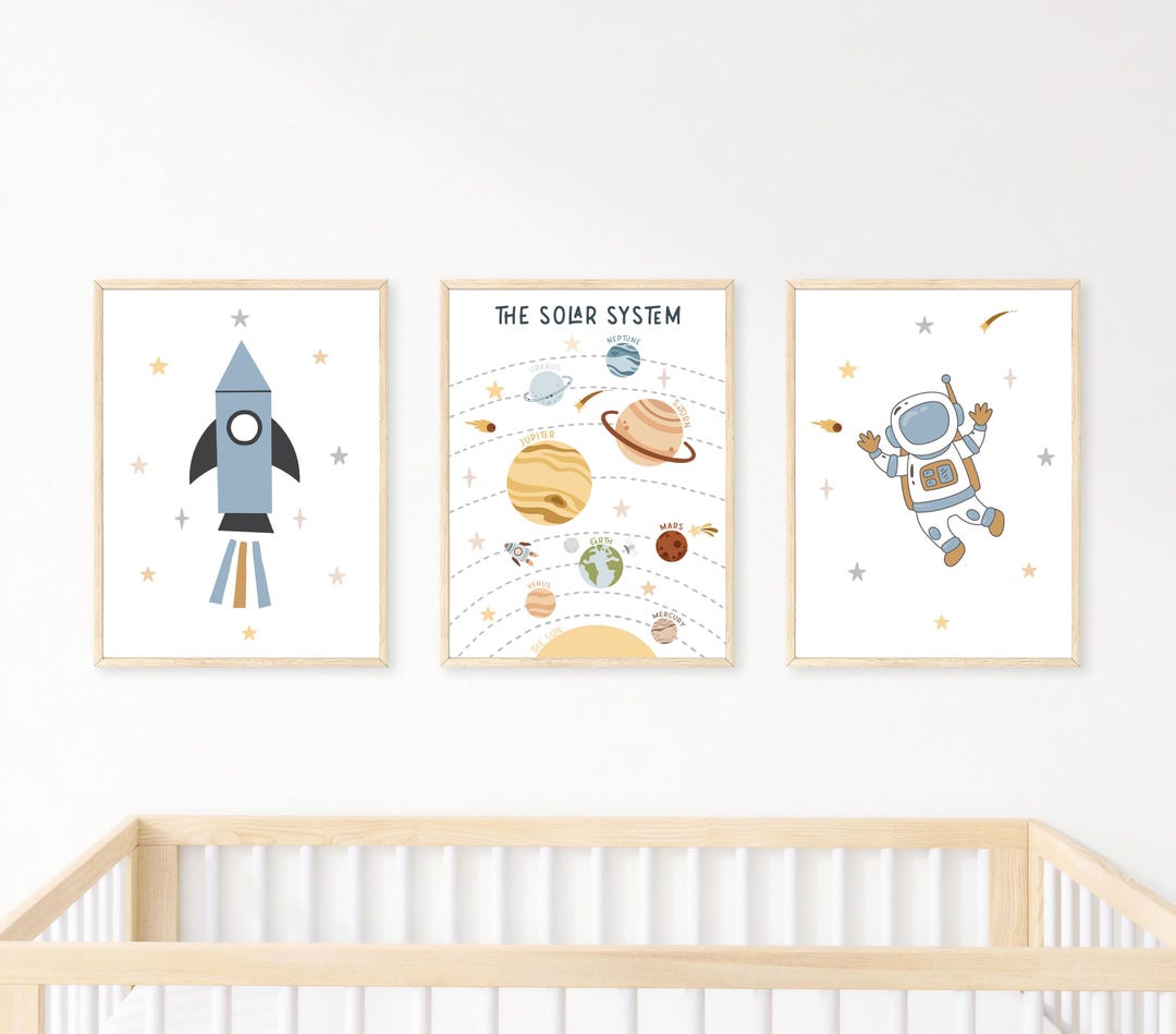 Space Printable Wall Art Set of 3, Digital Download, Outer Space Decor ...
