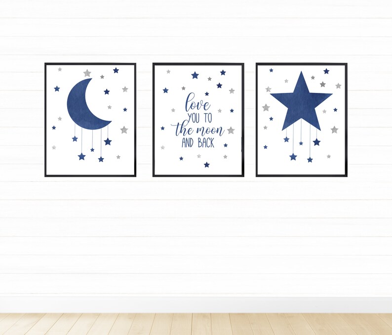 Blue and Grey Printable Wall Art for Nursery Decor Digital Etsy