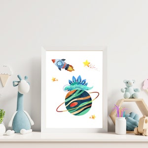 Space Dinosaur Astronauts Printable Wall Art Set, Digital Download ...