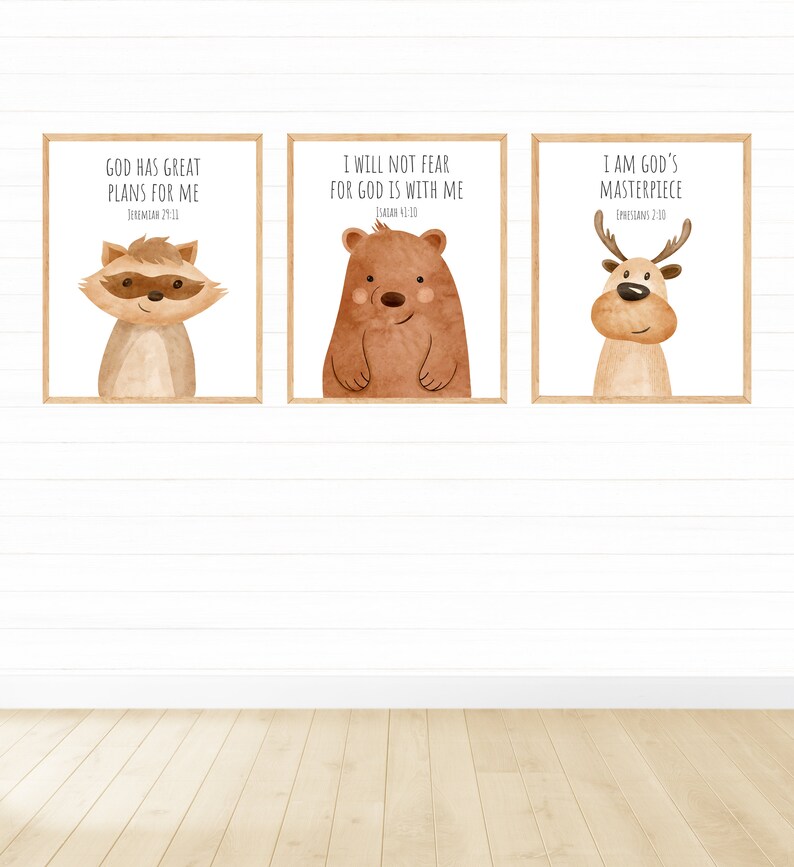Woodland Animals With Bible Verse Printable Wall Art Digital | Etsy