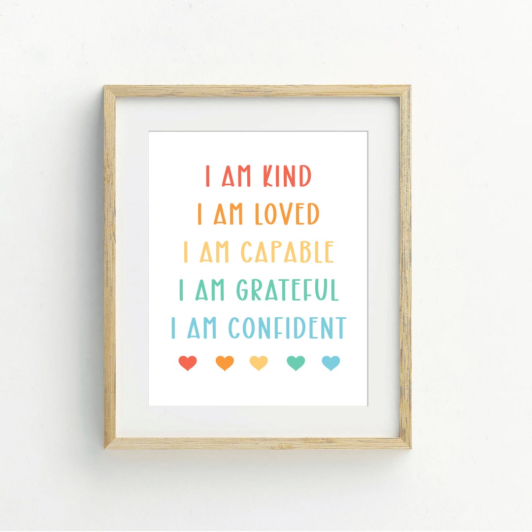 Kids Affirmation Print, Printable Wall Art, Digital Download, Classroom ...