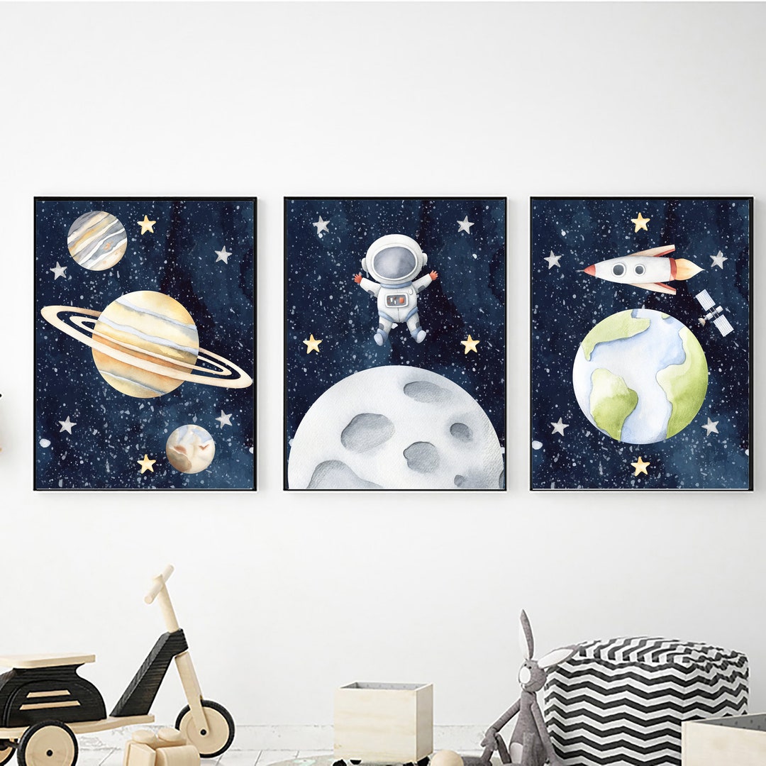 Outer Space Printable Wall Art Set of 3 for Nursery Decor, Digital ...