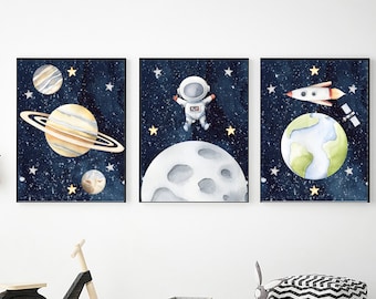 Outer Space Printable Wall Art, Digital Download, Space Themed Nursery, Space Prints, Gift for Boy, Space Wall Art, Outer Space Decor