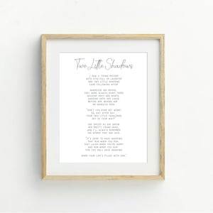 Two Little Shadows Mom Poem Printable Wall Art, Poem For Mom, Mothers Day Poem, Mother Quote, Mom Affirmations, Motherhood Poems, Mom Gift