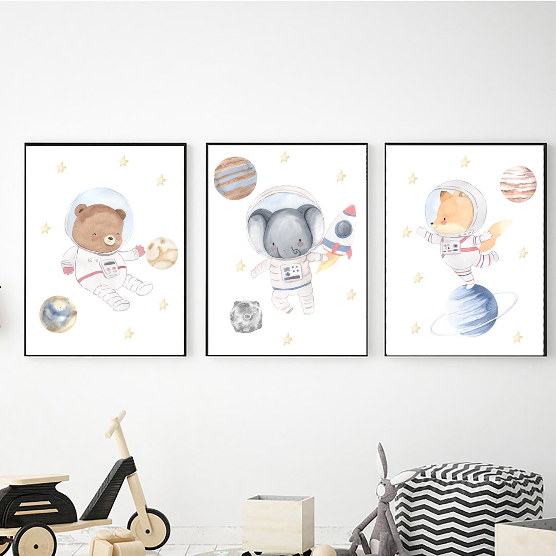 Animal Astronauts Outer Space Printable Wall Art, Digital Artwork for ...