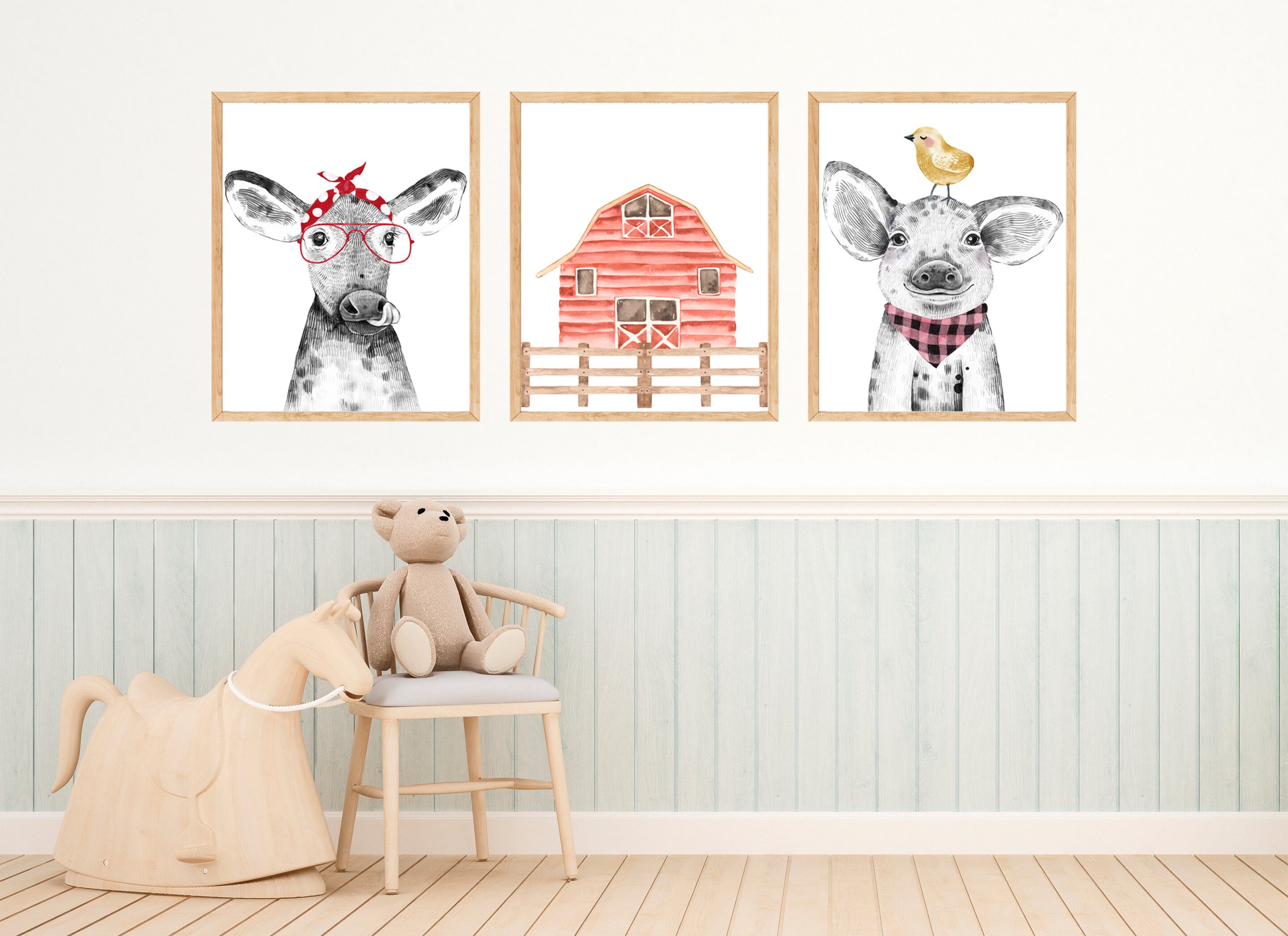 Farm Animals Wall Art Set for Nursery Decor Digital Download Etsy