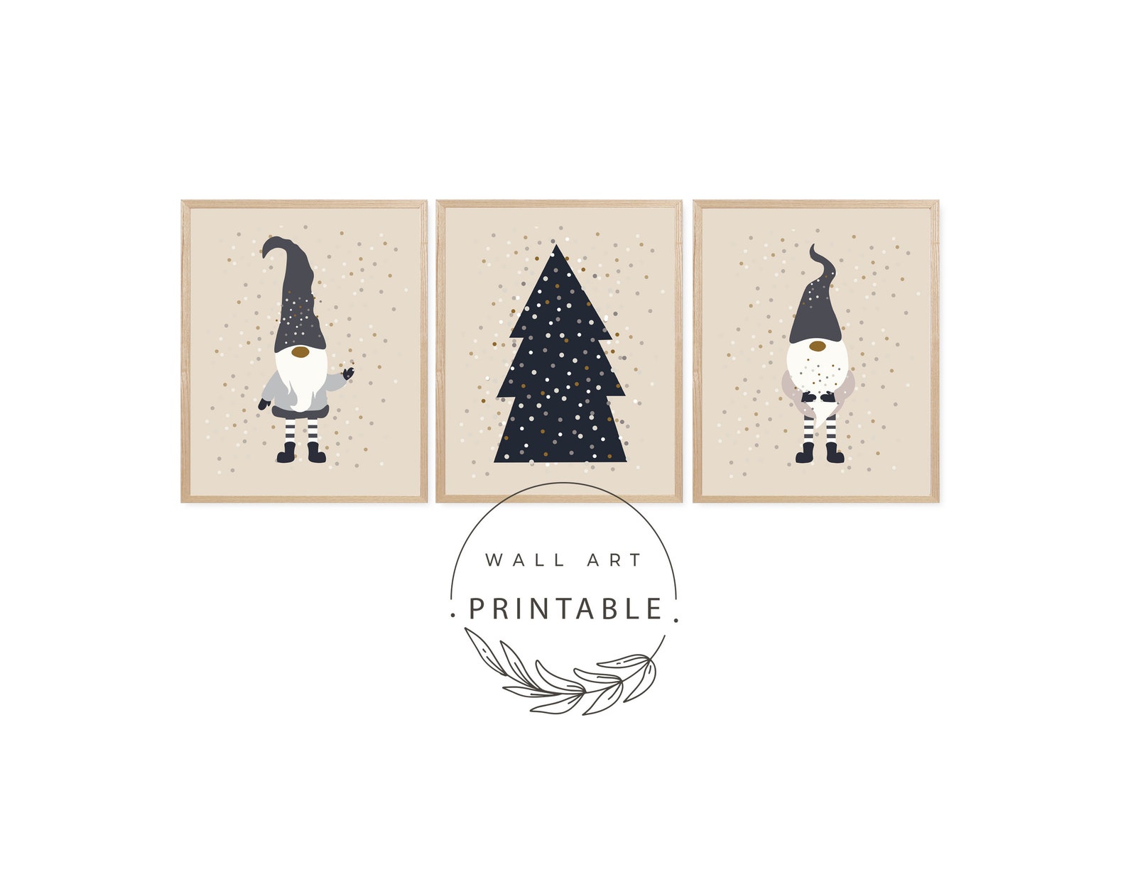 Scandinavian Christmas Gnomes Printable Wall Art Digital - Etsy
