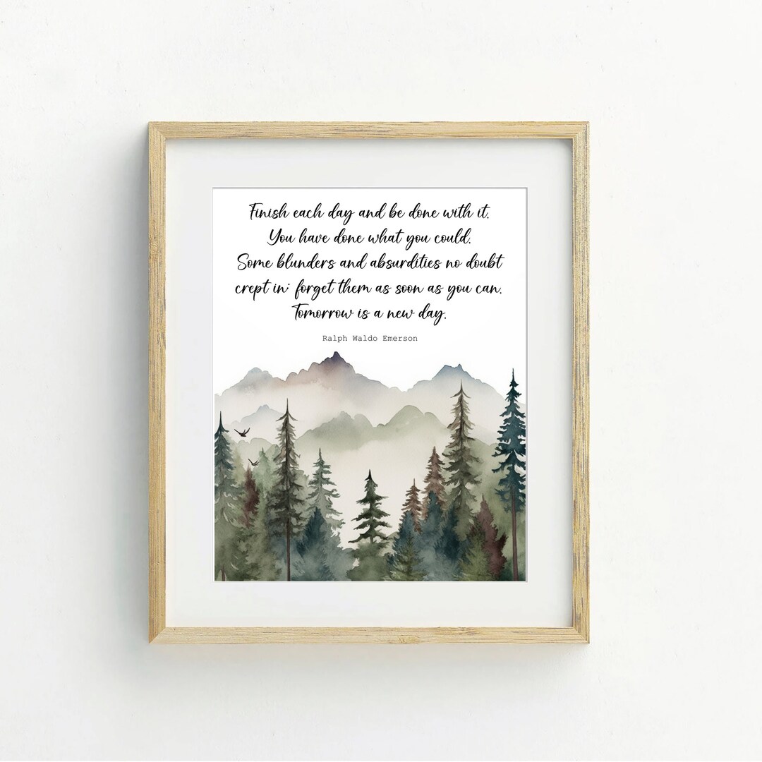 Emerson Quote Watercolor Forest Printable Wall Art: Inspirational ...