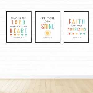Set of 3 Bible Verse Prints Printable Wall Art Digital - Etsy
