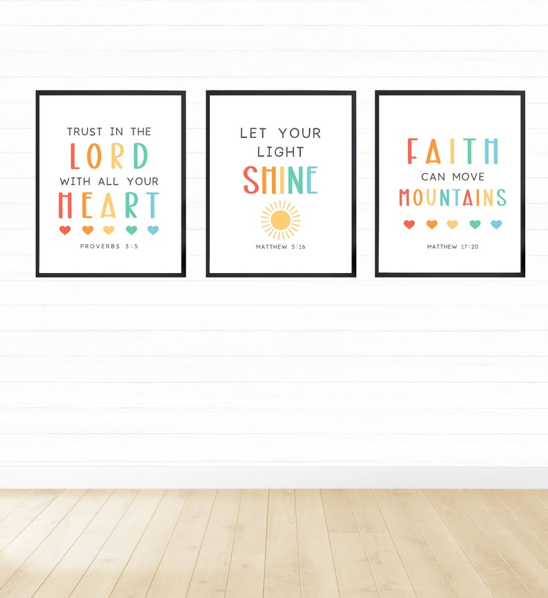 Set of 3 Bible Verse Prints Printable Wall Art Digital - Etsy