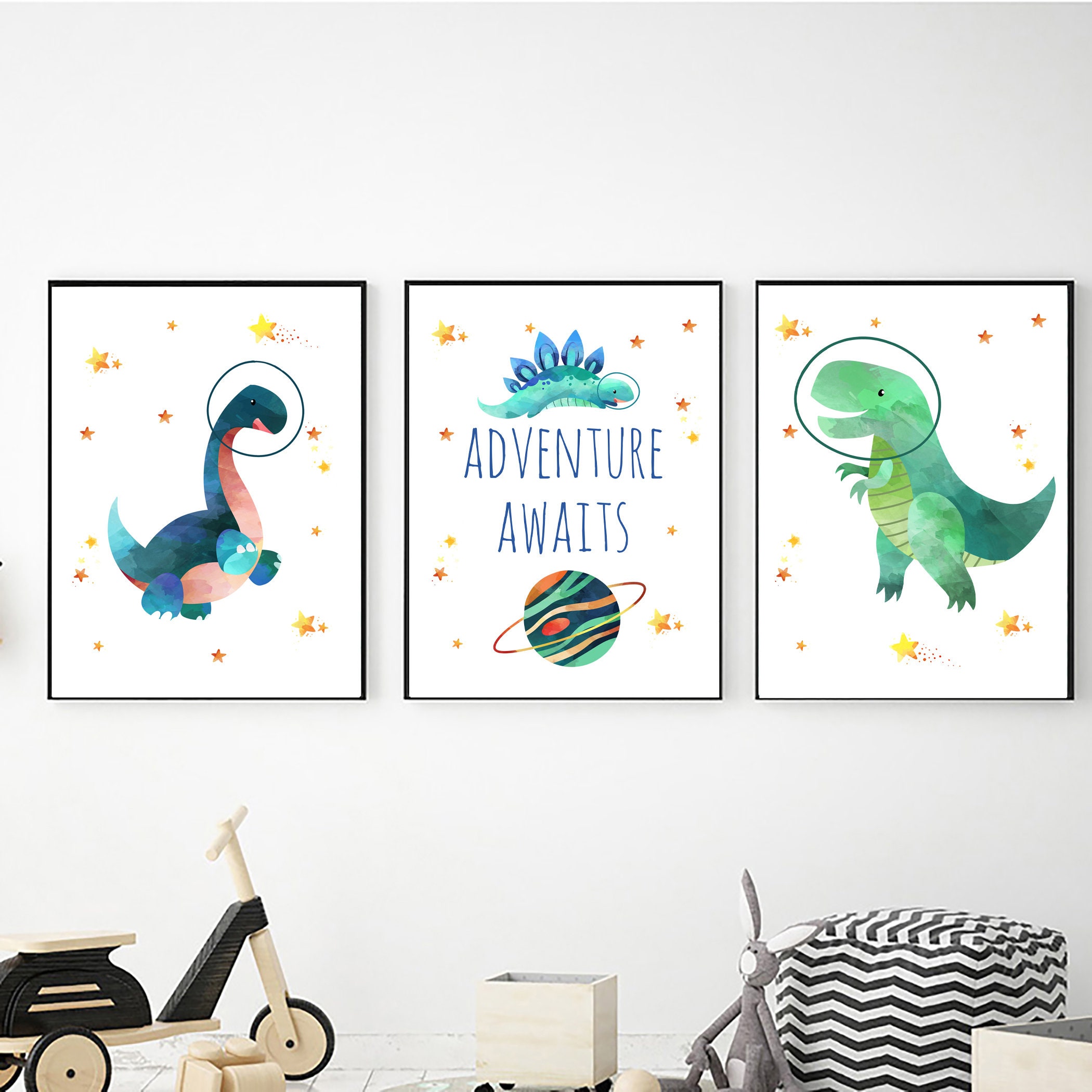 Space Dinosaur Nursery Wall Art Digital Download Printable Etsy