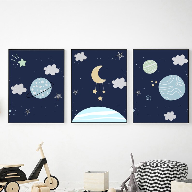 Space Nursery Wall Art Digital Download Printable Wall Art Etsy