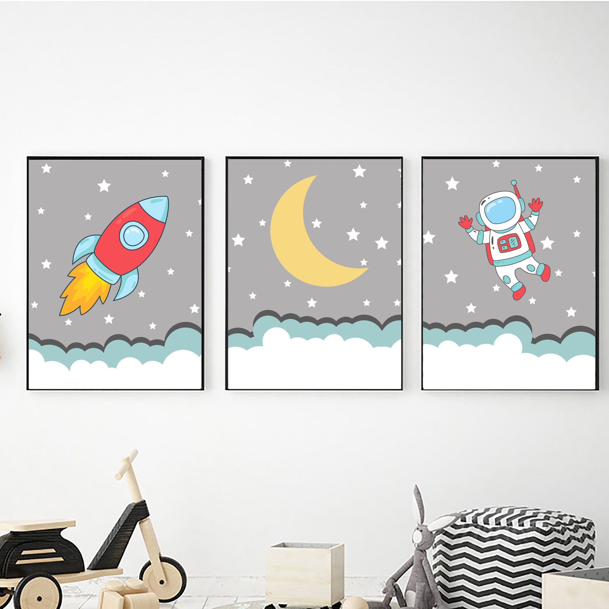 Space Themed Nursery Decor Printable Wall Art Digital Etsy