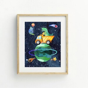 Construction Dinosaurs in Space Wall Art Set, Digital Download ...