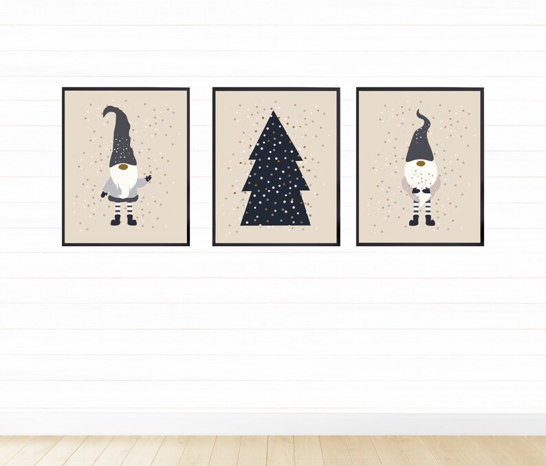Scandinavian Christmas Gnomes Printable Wall Art Digital - Etsy