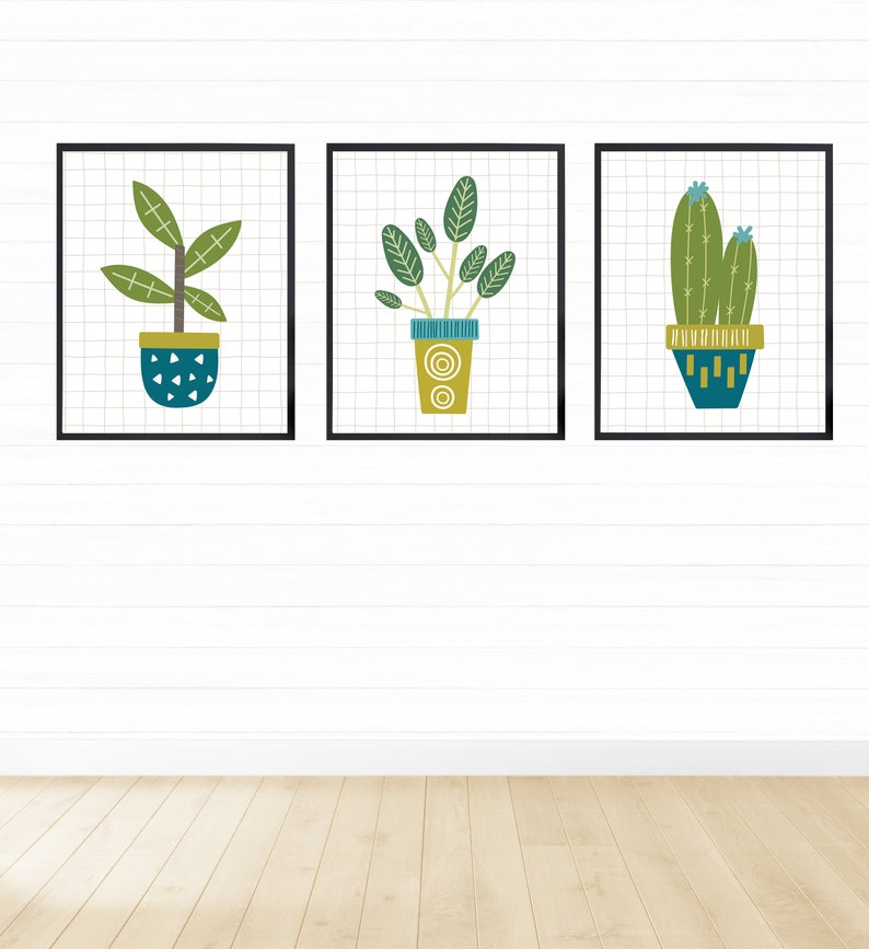Printable House Plants Wall Art Set of 3 Digital Download Art Etsy